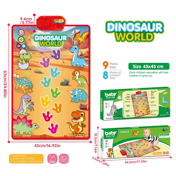Baby Toddler Music Mat Ã¢â‚¬â€œ Dinosaur Theme | 10+ Fun Interactive Musical Play Gym for Ages 0-3