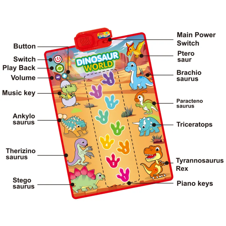 Baby Toddler Music Mat Ã¢â‚¬â€œ Dinosaur Theme | 10+ Fun Interactive Musical Play Gym for Ages 0-3