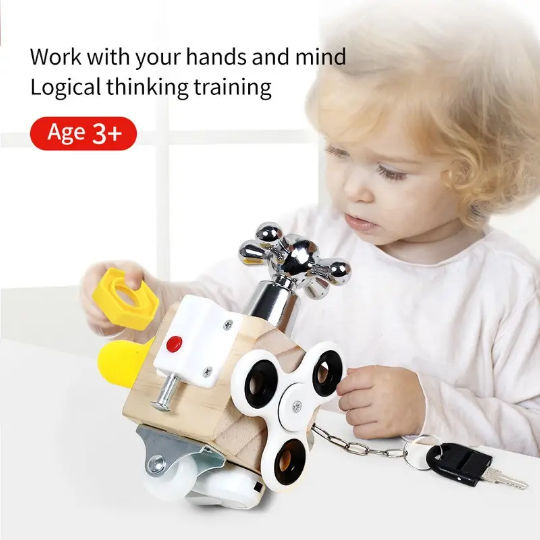 Wooden Busy Cube - Sensory Activity for toddlers