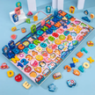 Multifunctional 8 in 1 Alphabet and Numbers Log Board with Fishing - Wooden