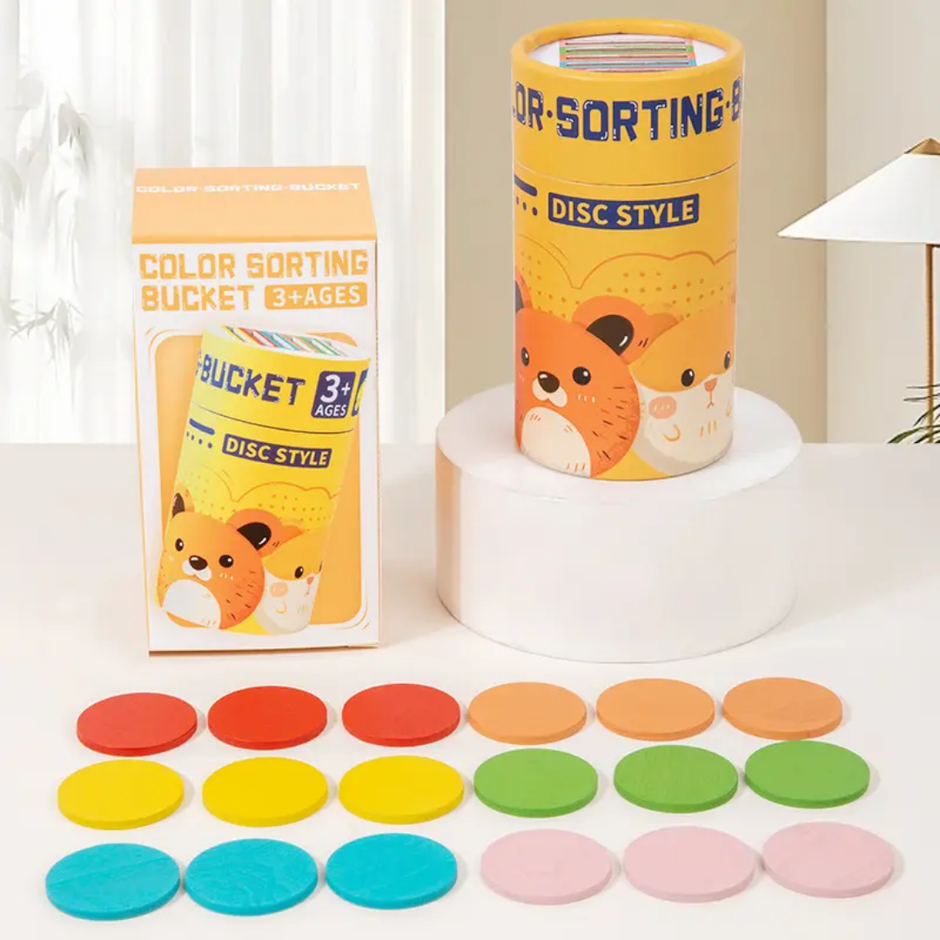 Colour Sorting Single Shape Variant Bucket - Wooden Toy