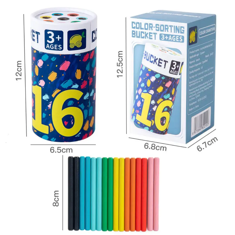 Colour Sorting Single Shape Variant Bucket - Wooden Toy