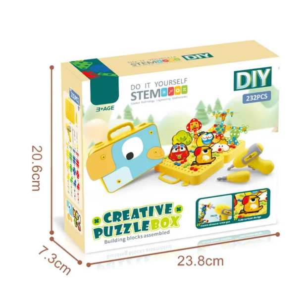 DIY Creative Puzzle Box - Building Blocks Assembled - Bird Theme with Battery Operated Screw Driver Pretend Play