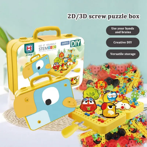 DIY Creative Puzzle Box - Building Blocks Assembled - Bird Theme with Battery Operated Screw Driver Pretend Play