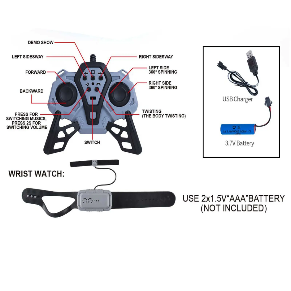 Twisting Stunt Car with Lights - Remote and Hand Sensor operated