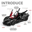 Scale 1:24 Asten Martin Pullback Power Die-cast Car with Doors Openable - Horn, Sound and Lights CZ160