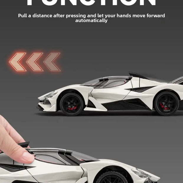 Scale 1:24 Asten Martin Pullback Power Die-cast Car with Doors Openable - Horn, Sound and Lights CZ160