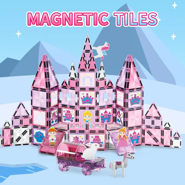 Window Art Magnetic Tile Blocks - 50 pcs Castle Theme Construction Game