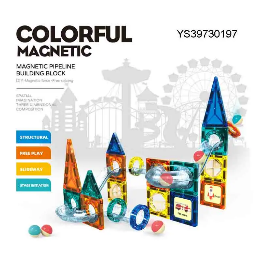 Magnetic Tile Pipeline Building Blocks - 73 pcs Construction Game