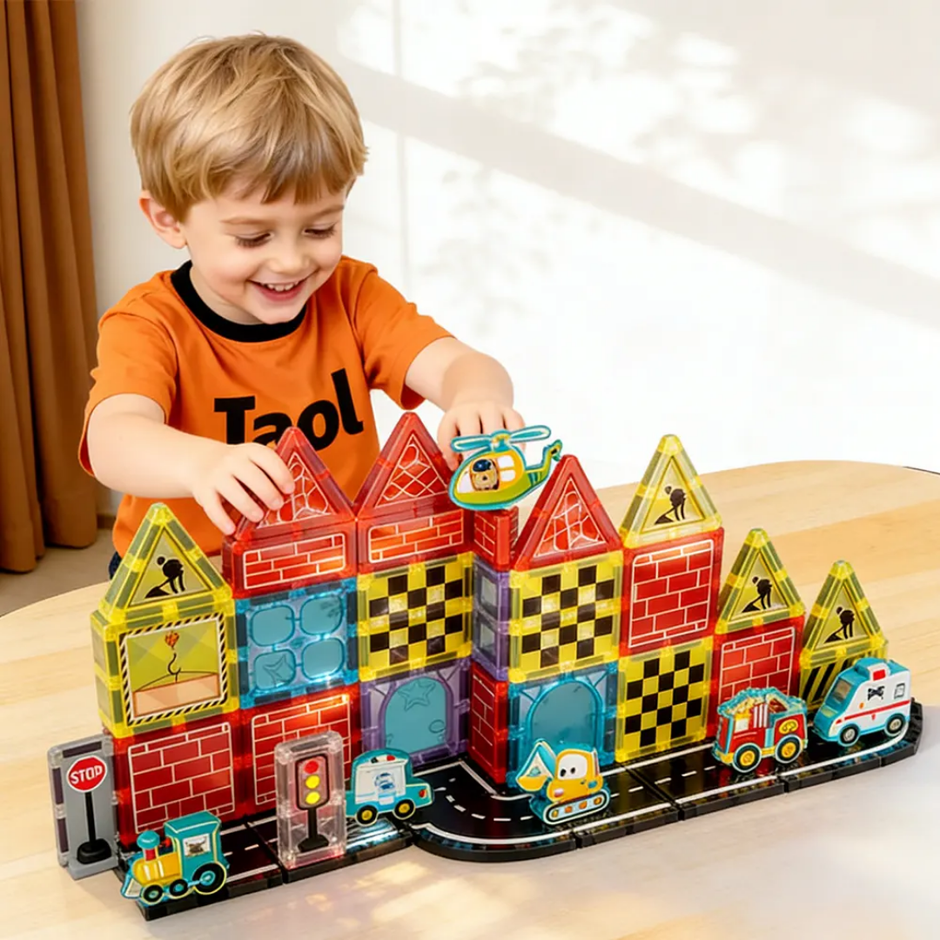 City Magnetic Tile Blocks - 40 pcs Construction Game