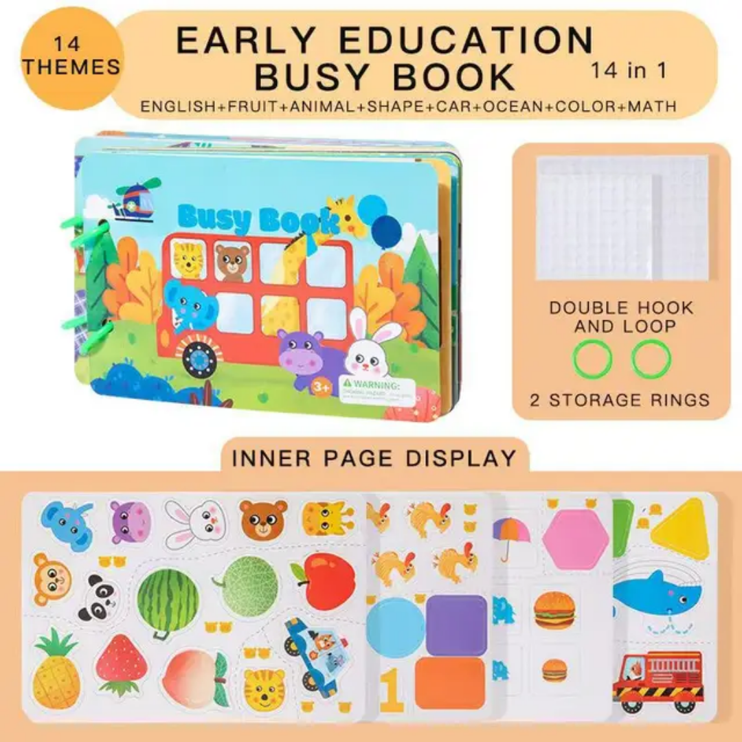 Animal Theme Handy Busy Book - Velcro Activity
