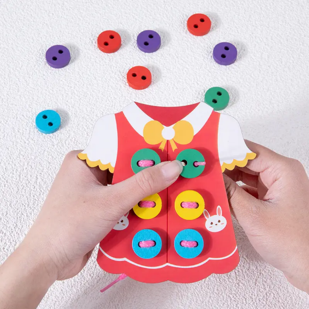 Early Education Clothes Lacing Button - Wear Shoe Button Suit Wooden (Single piece)