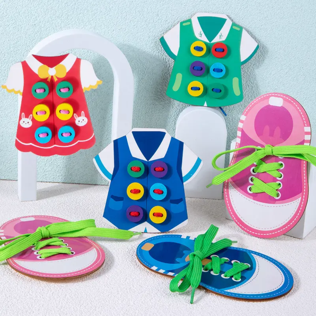 Early Education Clothes Lacing Button - Wear Shoe Button Suit Wooden (Single piece)