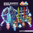 Magna Flow Pro - 120 Pieces Magic Magnetic Tile Blocks with Marble Run Set (Music & Lights)