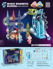 Magna Flow Pro - 120 Pieces Magic Magnetic Tile Blocks with Marble Run Set (Music & Lights)