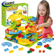 Blocks Sliding Ball Drop Builder - 100 Pieces Variable Block & Marble Run Set (Classic Brights)