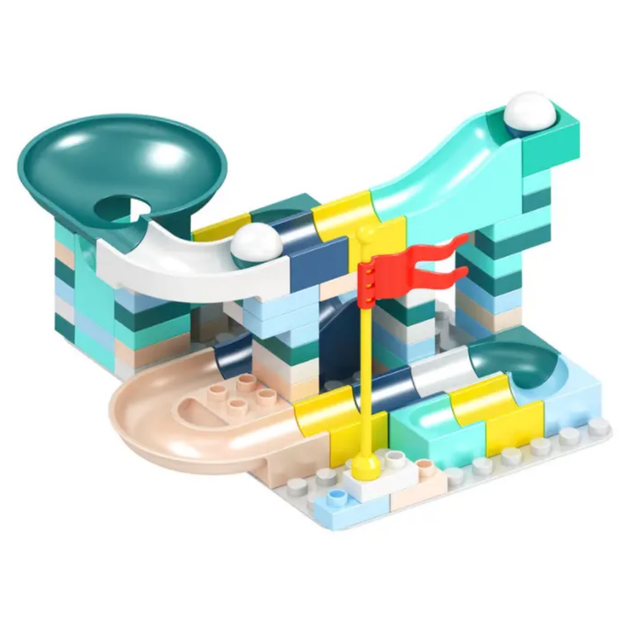 Blocks Sliding Ball Drop Builder - 88 Pieces Variable Block & Marble Run Set (Ocean Edition)