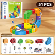 Cube Track Express - 51 Pieces DIY Magnetic Cube Railway Building Set