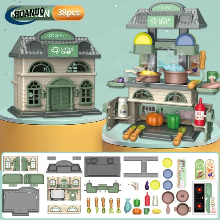 Little Chef Villa - 2 in 1 DIY Playhouse & Kitchen Playset