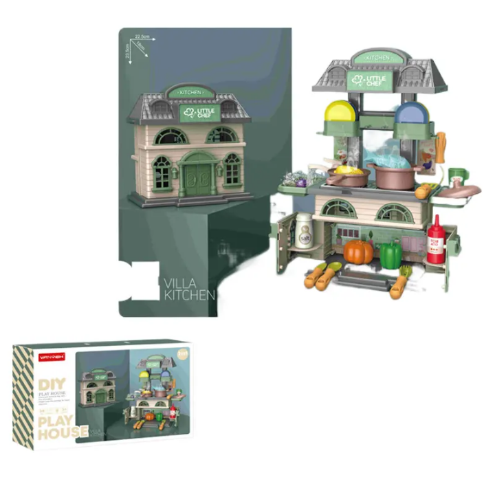 Little Chef Villa - 2 in 1 DIY Playhouse & Kitchen Playset