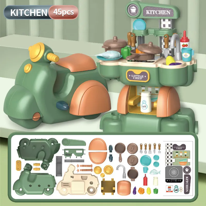 Little Chef Rider - 2 in 1 DIY Motorbike & Kitchen Playset