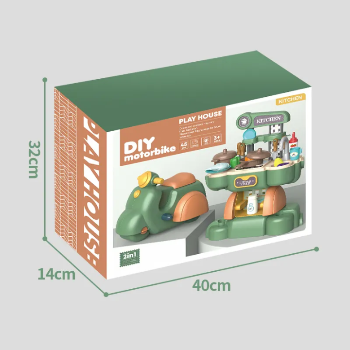 Little Chef Rider - 2 in 1 DIY Motorbike & Kitchen Playset