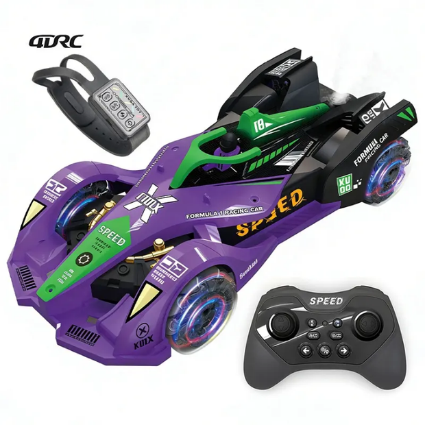 FOFX Speed Force - 4DRC Formula Racing RC Car with LED Wheels & Watch