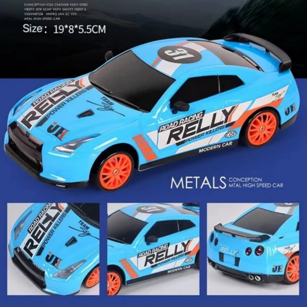 Rally Drift Returns - 1:24 Scale 4WD RC Drift Car with USB Charge & Drift Cones (18.5cm)