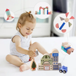 Magic Color Little City Builder - 115 Pieces Wooden Building Block Set with Vehicles, Figures & Play Mat