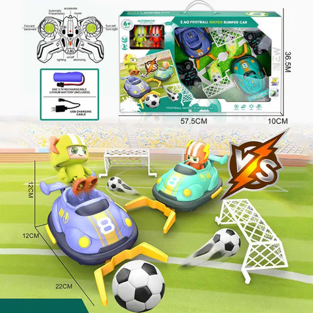 Goal Rush RC Football Bumper Car Battle Set - 2 Player Arena Game