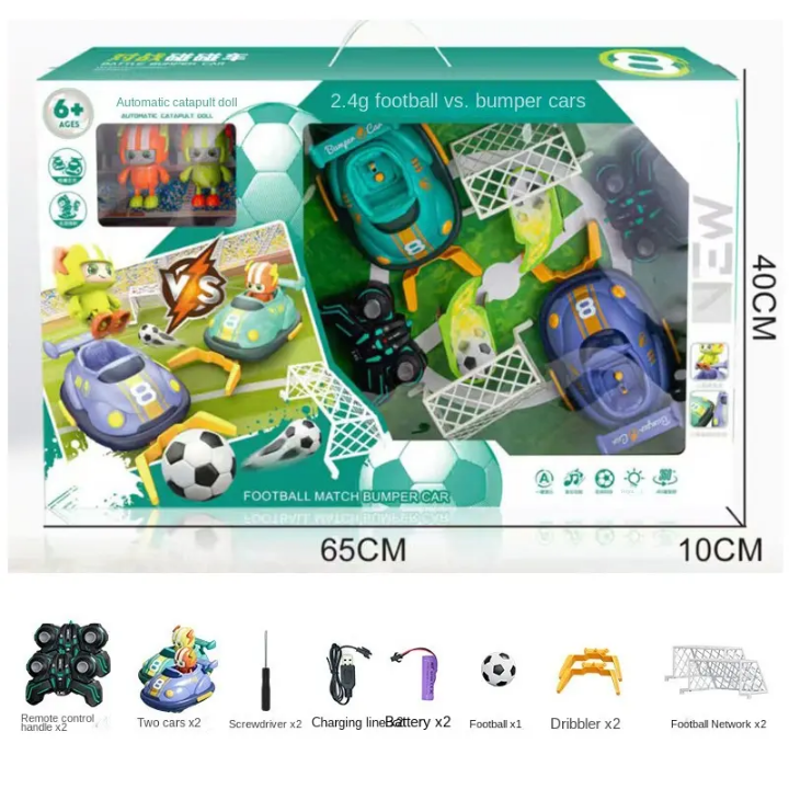 Goal Rush RC Football Bumper Car Battle Set - 2 Player Arena Game