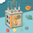 Kabi OceanCube 5 in 1 Wooden Montessori Activity Cube - Premium Baby Learning Toy