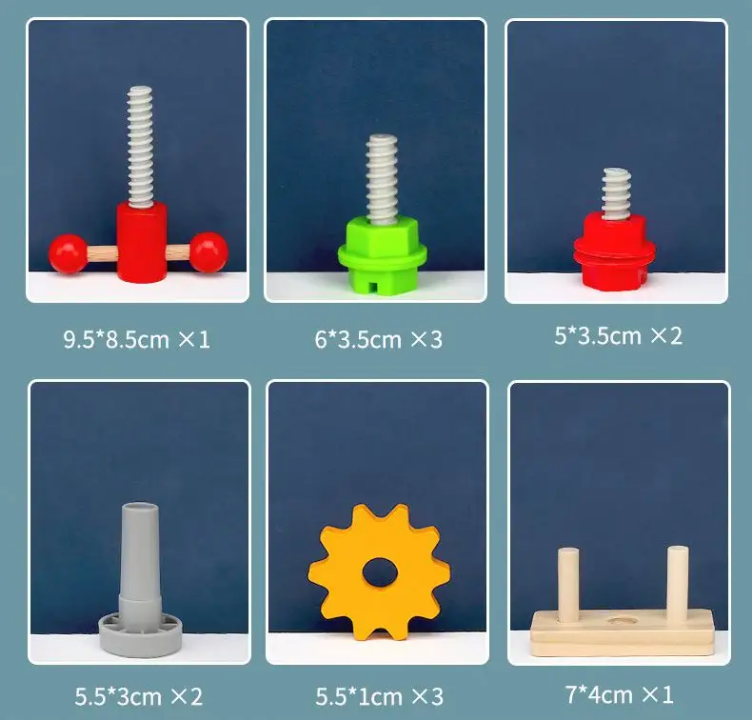 Set of various mechanical components on a blue background