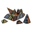 Geometric crystal pyramid set on a white background