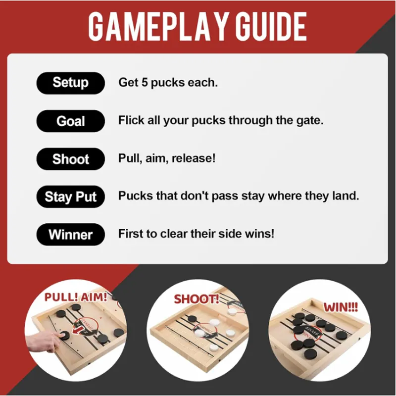 Mini Wooden Sling Puck Game — 2-Player Fast Board Game