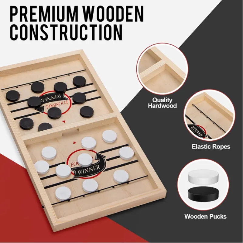 Mini Wooden Sling Puck Game — 2-Player Fast Board Game