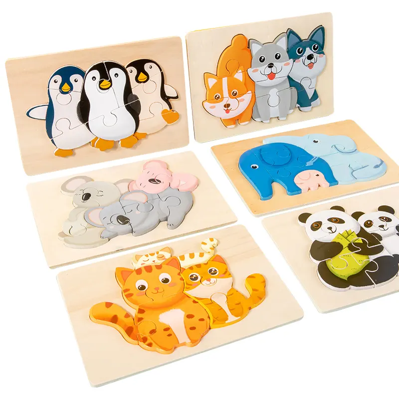Wooden Animal Family Jigsaw Puzzle Board — Chunky Inset Puzzles