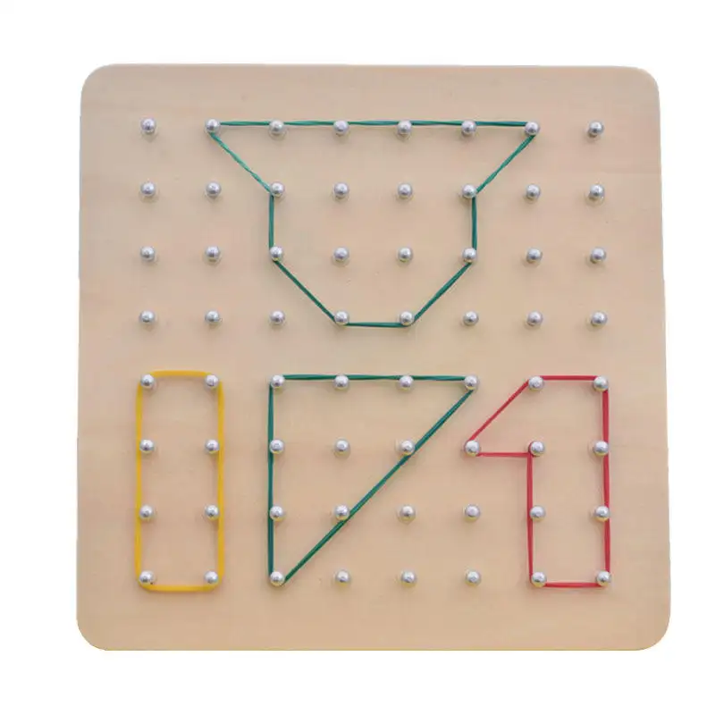 Wooden Geoboard — Geometry Pattern Board with Challenge Cards