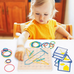 Wooden Geoboard — Geometry Pattern Board with Challenge Cards