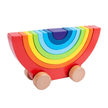 Wooden Rainbow Stacker Car — Push-Along & Nesting Arch Toy
