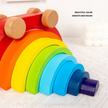 Wooden Rainbow Stacker Car — Push-Along & Nesting Arch Toy