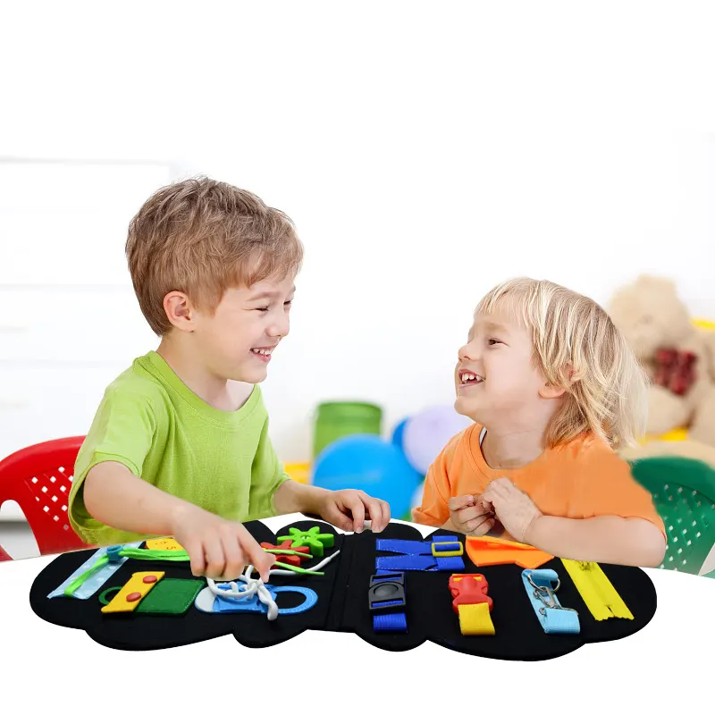 Dinosaur Busy Board — Montessori Buckle, Zip & Lace Activity Toy Book