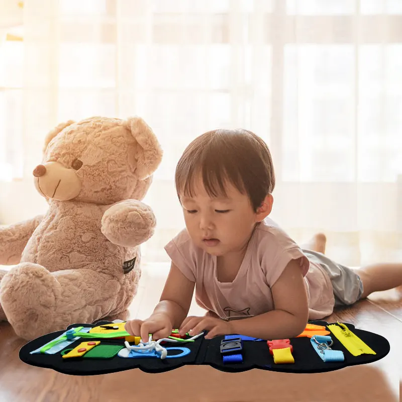 Dinosaur Busy Board — Montessori Buckle, Zip & Lace Activity Toy Book