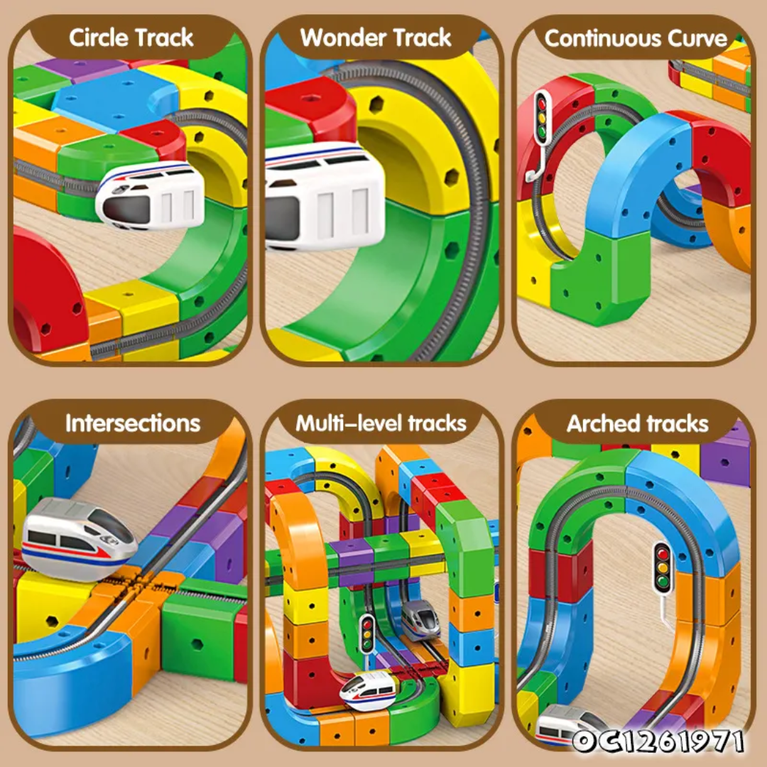Cube Track Building Blocks — 81-Piece DIY Car Track Set