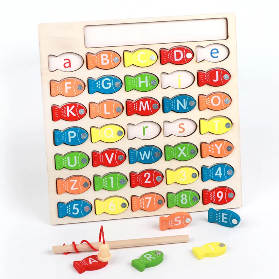 Magnetic Fishing Game — Wooden Alphabet & Number Board