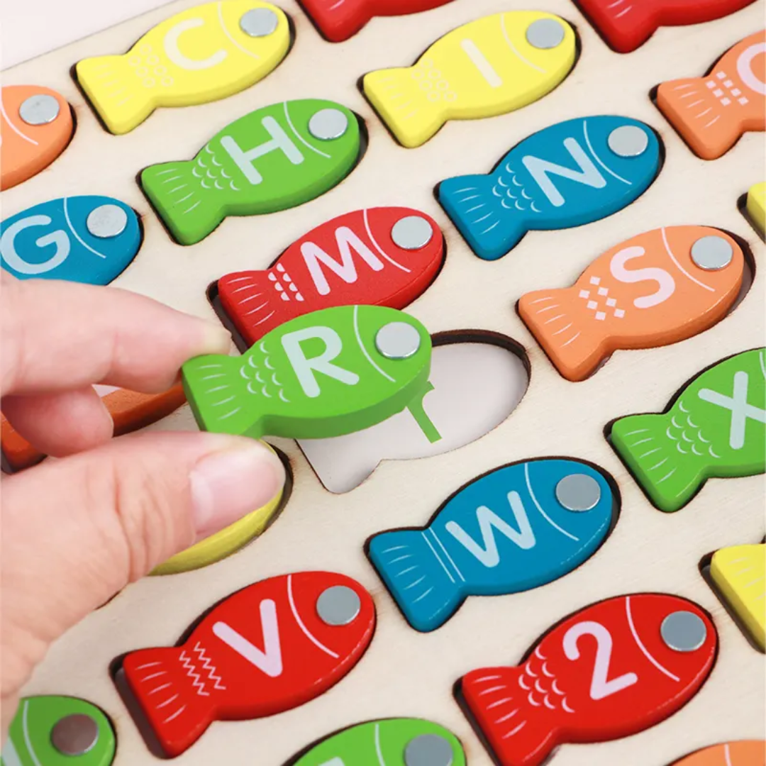 Magnetic Fishing Game — Wooden Alphabet & Number Board