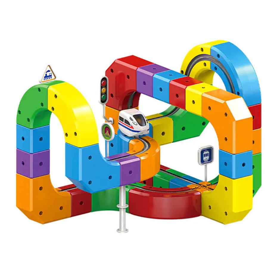 Cube Track Building Blocks — 81-Piece DIY Car Track Set