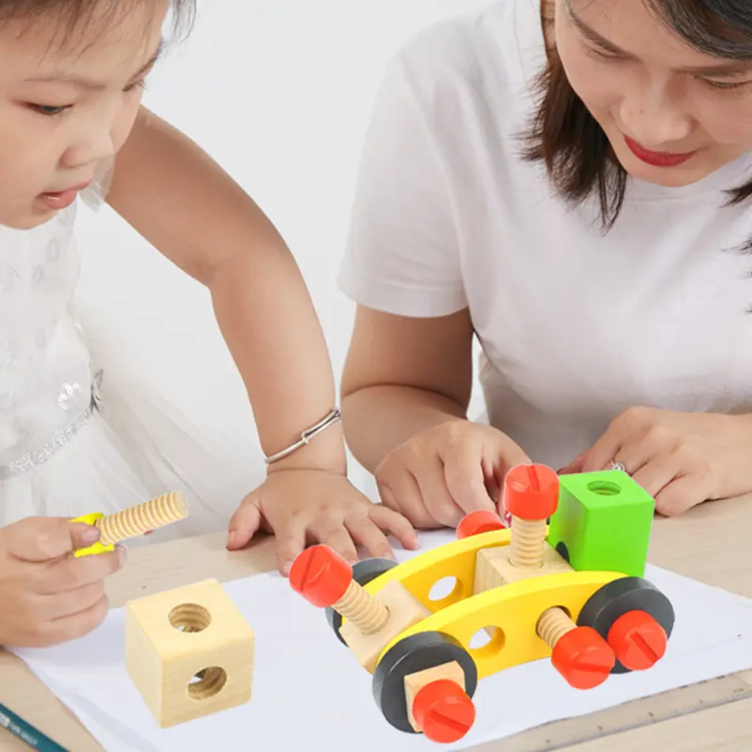 Wooden Versatile Nuts & Bolts Building Set — 39-Piece Construction ToolKit