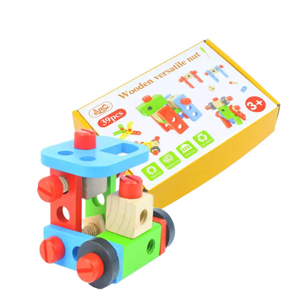 Wooden Versatile Nuts & Bolts Building Set — 39-Piece Construction ToolKit