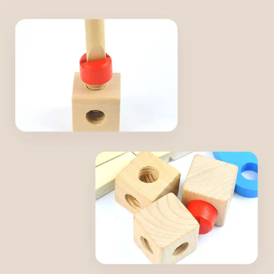 Wooden Versatile Nuts & Bolts Building Set — 39-Piece Construction ToolKit